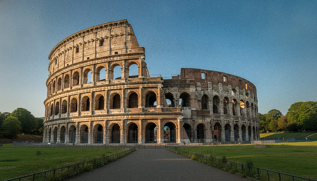 The exterior arches of the Colosseum in Rome under daytime light